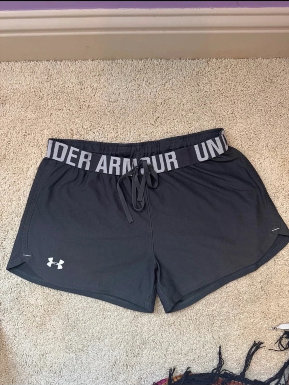 Under Armour Women's Gray Athletic Shorts with Branded Waistband